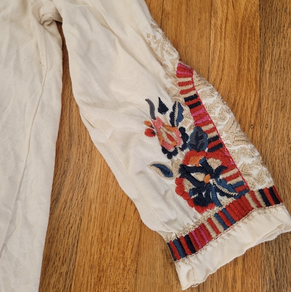 Johnny Was Embroidered Pullover Long-Sleeve Tunic Top 3/4 Sleeve Size M - Picture 5 of 10